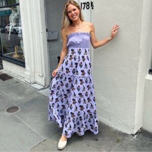 Genevieve Lavender Floral Strapless Maxi Dress